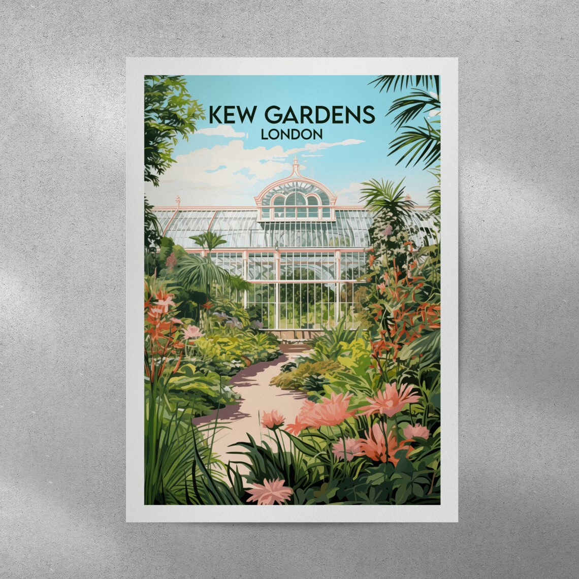 Kew Gardens London Temperate House Flower Garden Path Travel Poster - Image 3