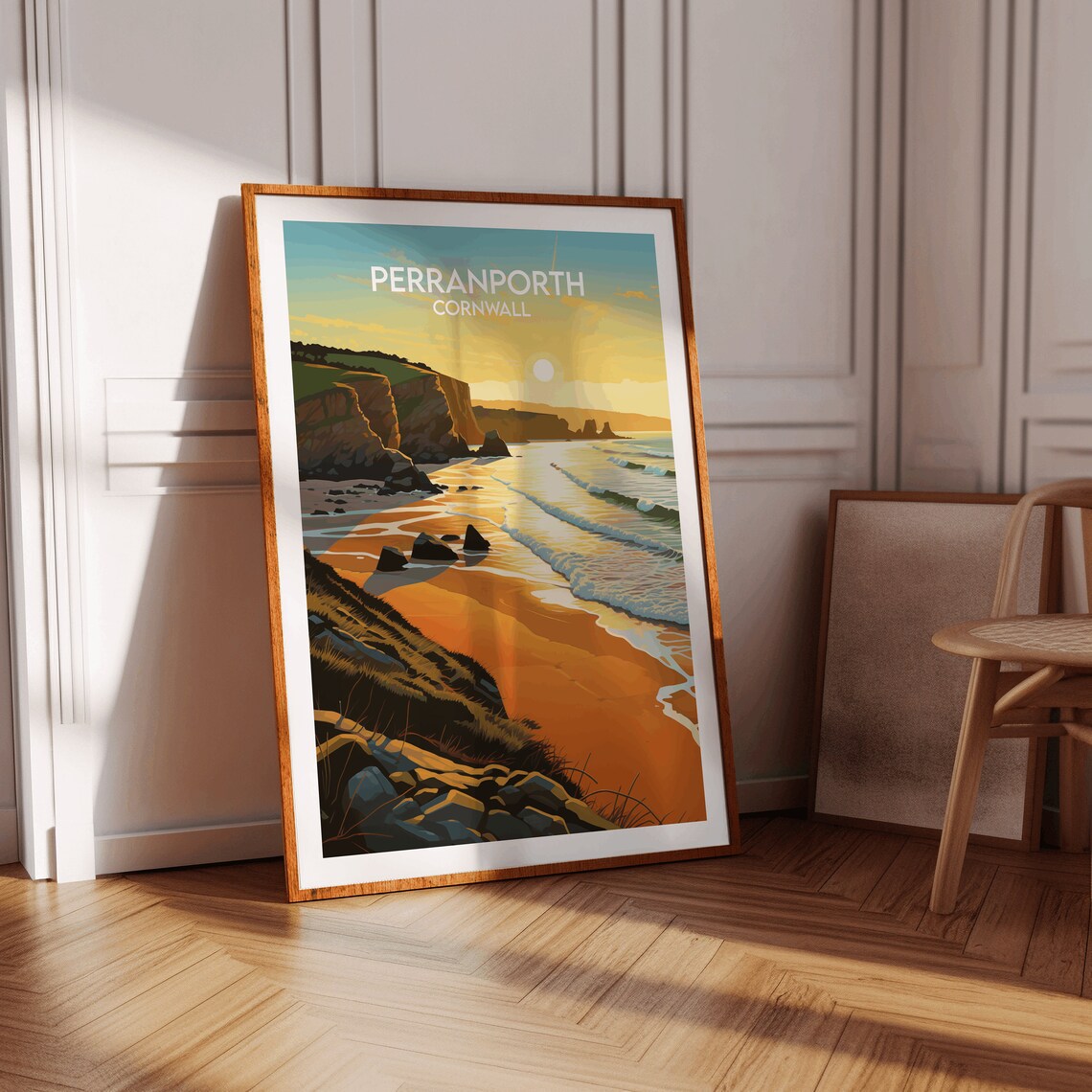 Perranporth Travel Poster, Cornwall Place Print - Image 3