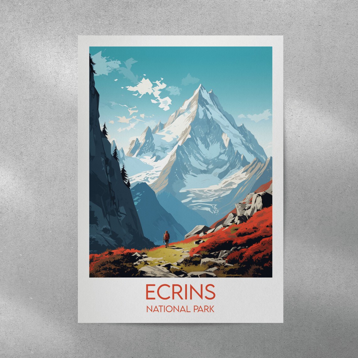 Ecrins National Park France Snowy Summit Hiker Trail Wall Art - Image 3