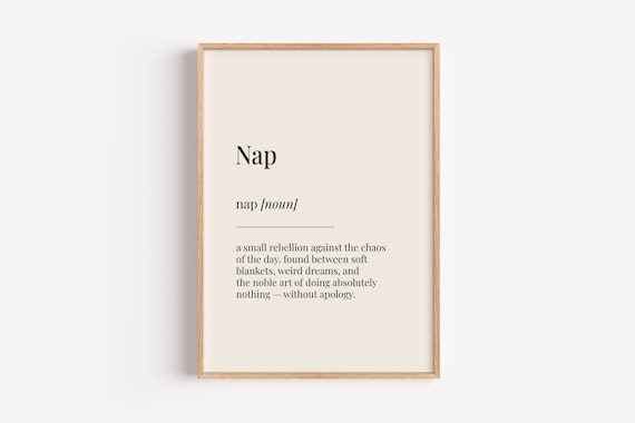 Nap Definition Print Dictionary Poster Home Living Bedroom Wall Art Funny Gift For Him Her