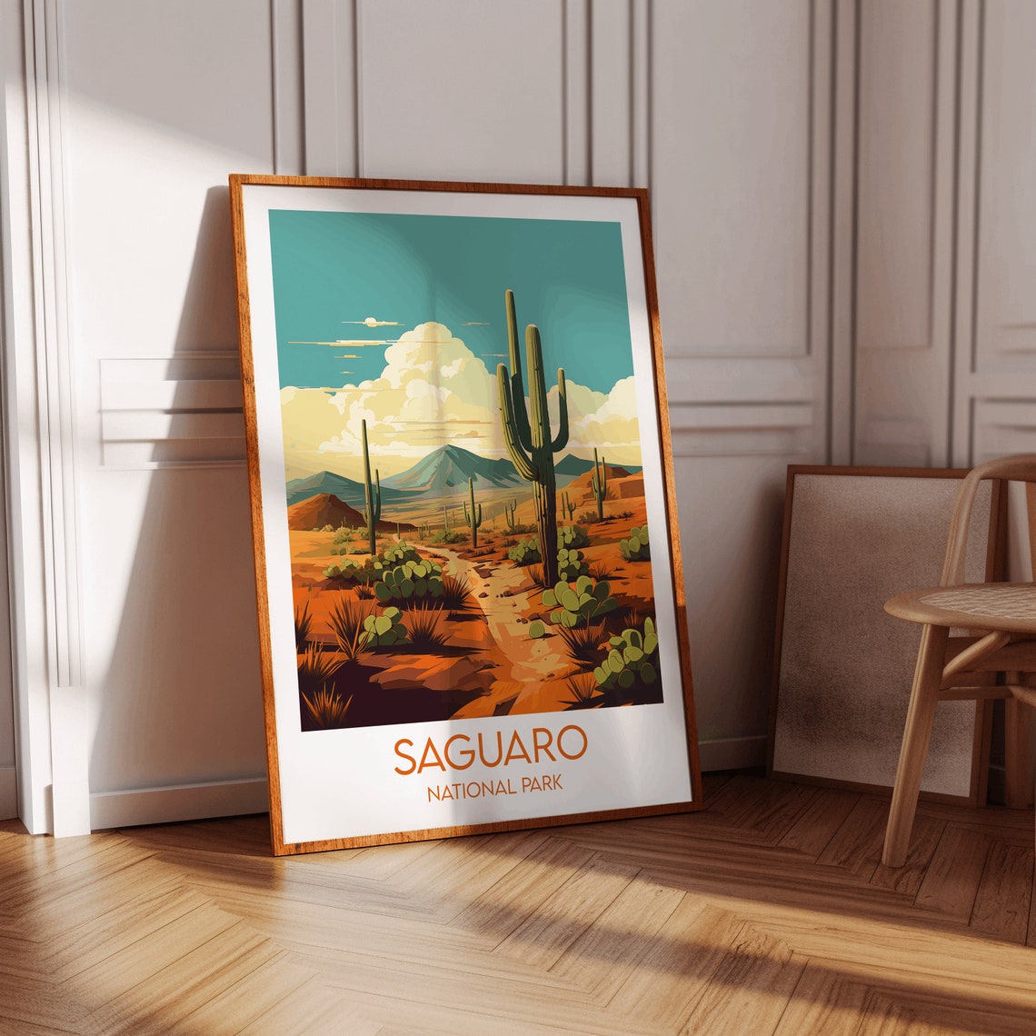 Saguaro National Park Arizona Desert Cactus Sunset Travel Poster - Image 3