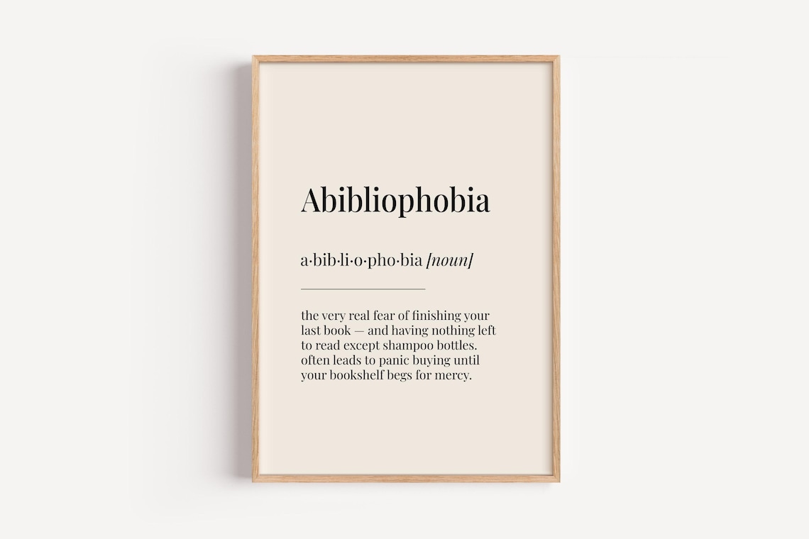 Abibliophobia Definition Dictionary Poster, Funny Gift