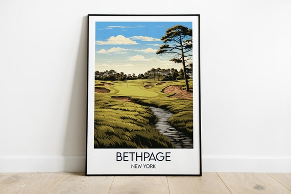 Bethpage Black Golf Course Travel Print New York Poster Custom Personalised Wedding Birthday Gift