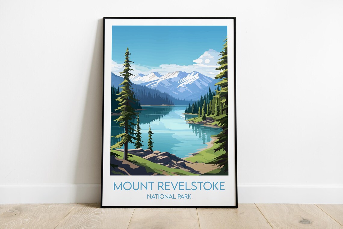 Mount Revelstoke National Park Canada Travel Poster Mountain Lake