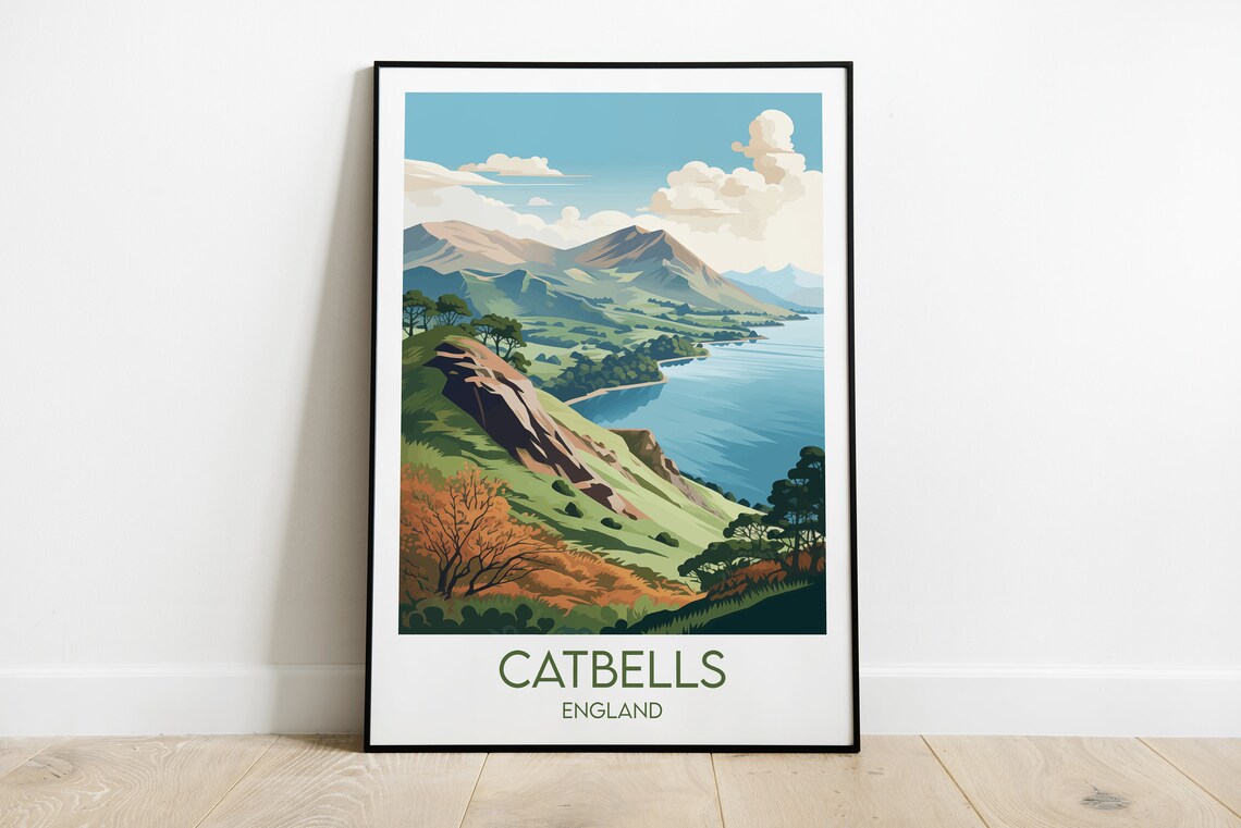 Catbells Travel Poster, Lake District Personalised