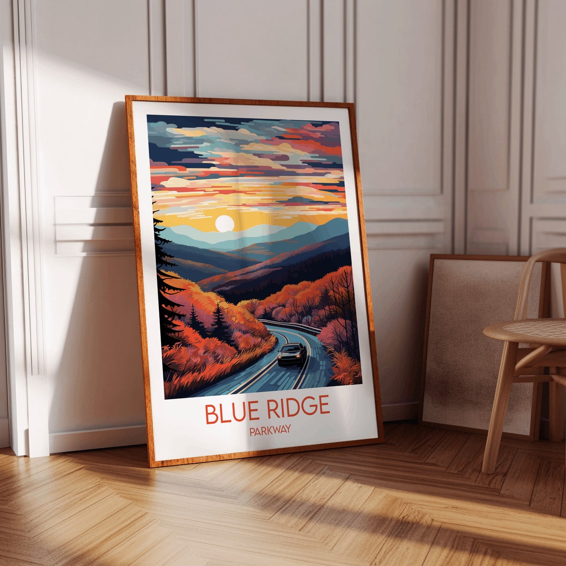 Blue Ridge Parkway Sunset Mountain Drive Vintage Travel Poster - Image 3