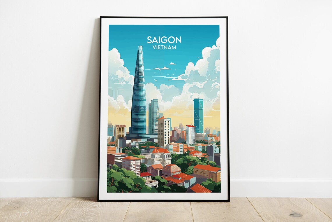 Saigon Vietnam Skyline Modern Towers Cityscape Travel Poster