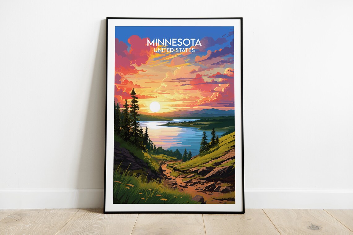 Minnesota Travel Poster, Custom Personalised Gift