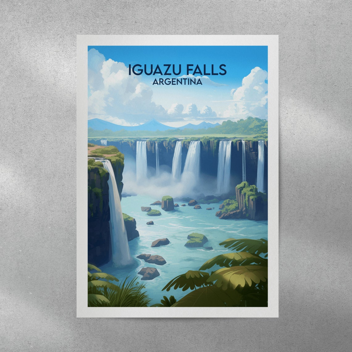 Iguazu Falls Travel Print Argentina Poster Custom Personalised Wedding Birthday Gift - Image 3