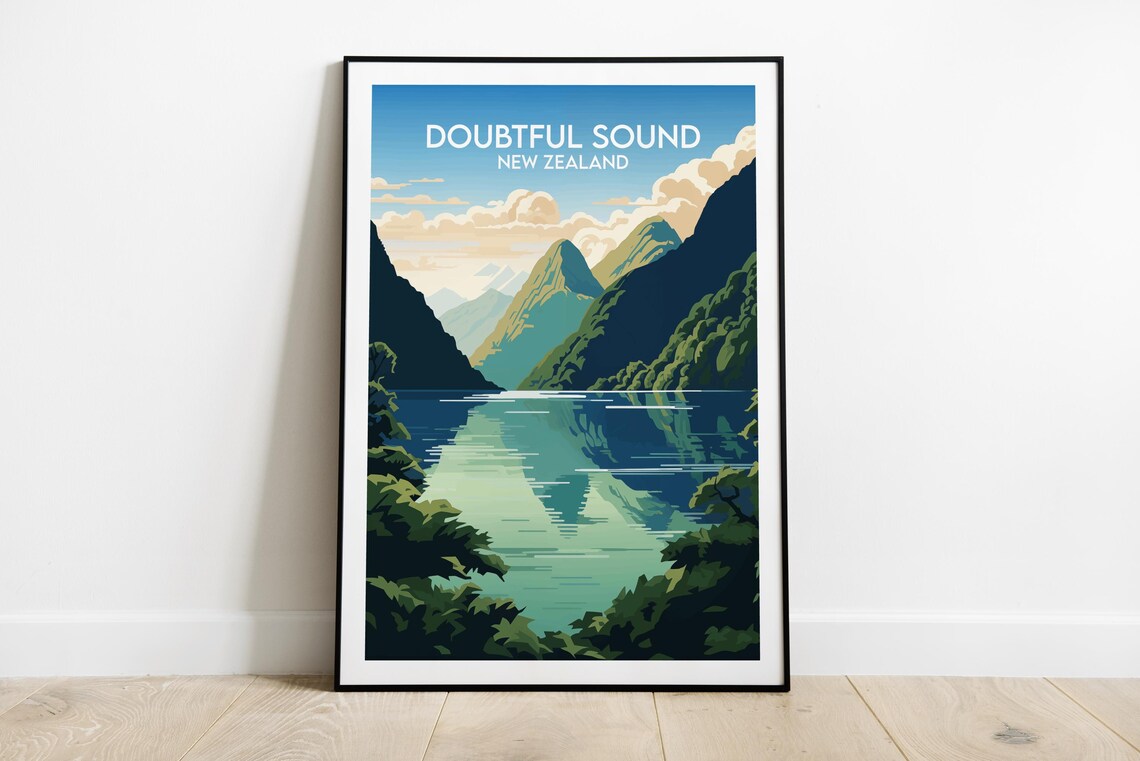 Doubtful Sound New Zealand Travel Poster, Custom