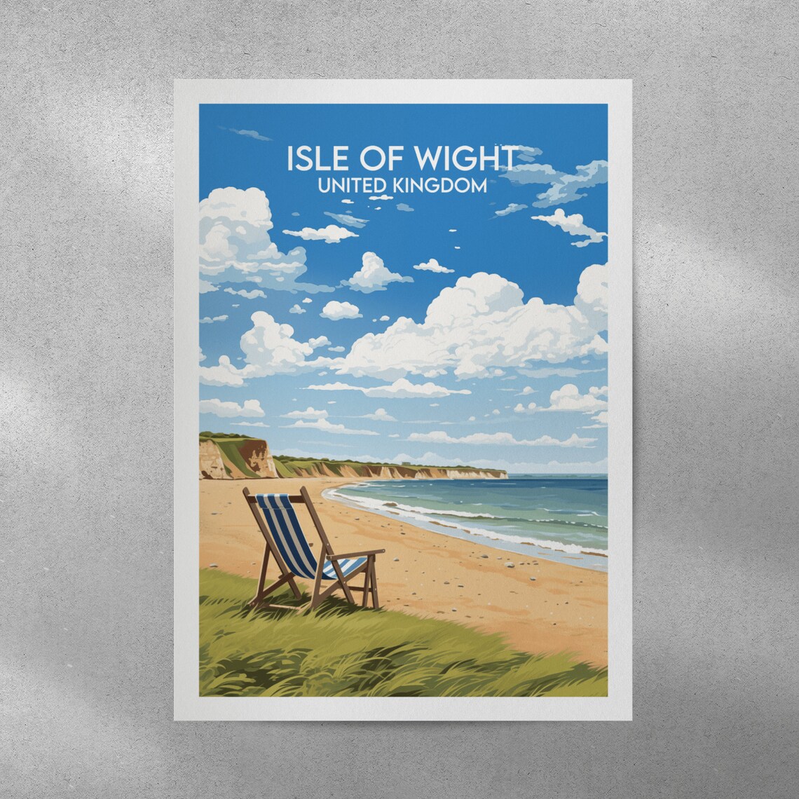 Isle Of Wight United Kingdom Beach Deck Chair Retro Travel Poster - Image 3