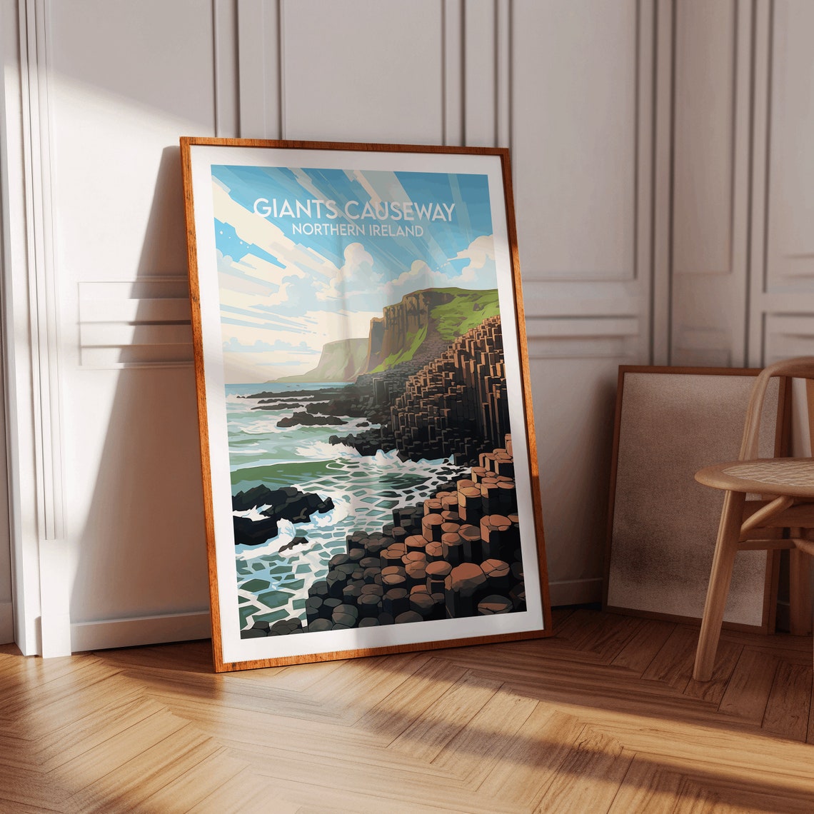 Giants Causeway Northern Ireland Basalt Columns Retro Travel Poster - Image 2