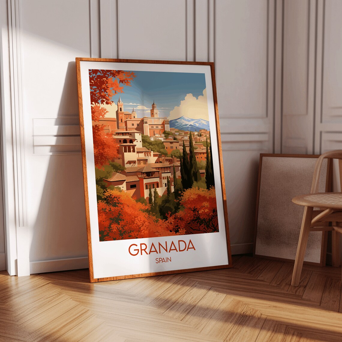 Granada Spain Alhambra Old Town Autumn Colors Travel Art Poster - Image 4