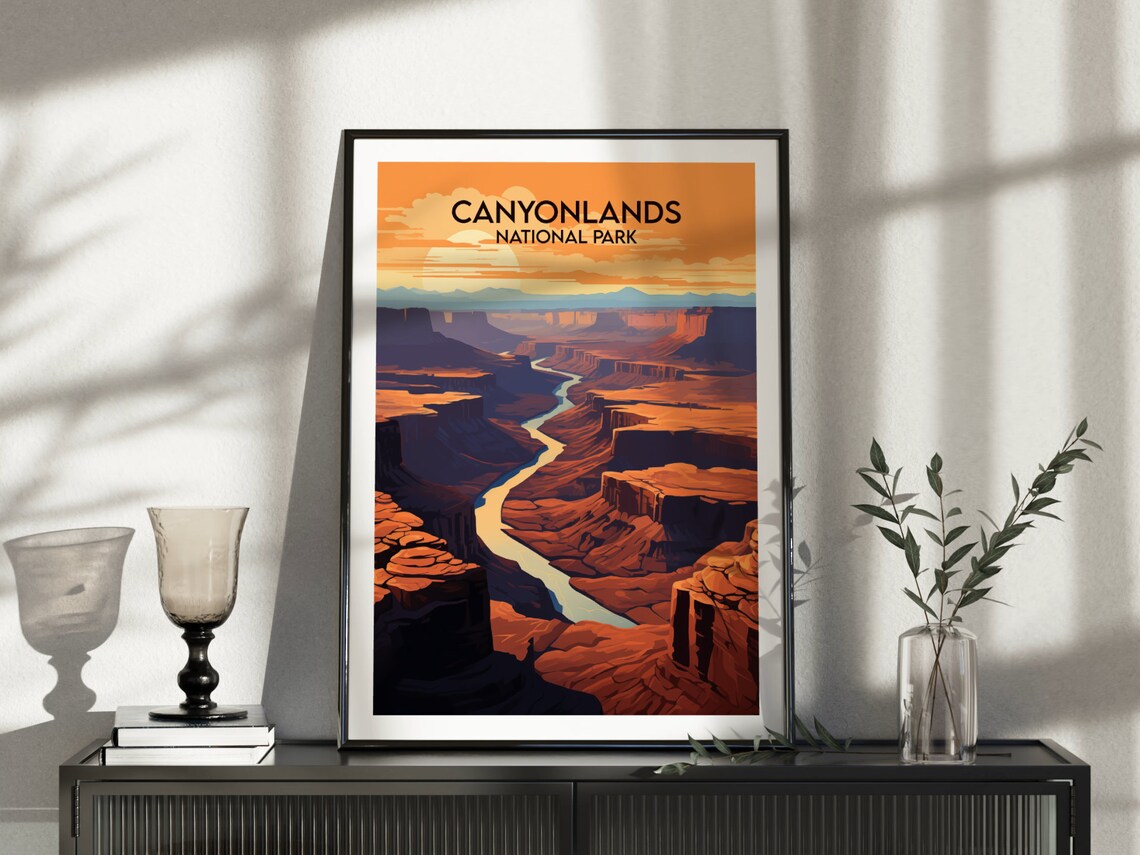 Canyonlands National Park Sunset Gorge Winding River Vintage Travel Poster - Image 3