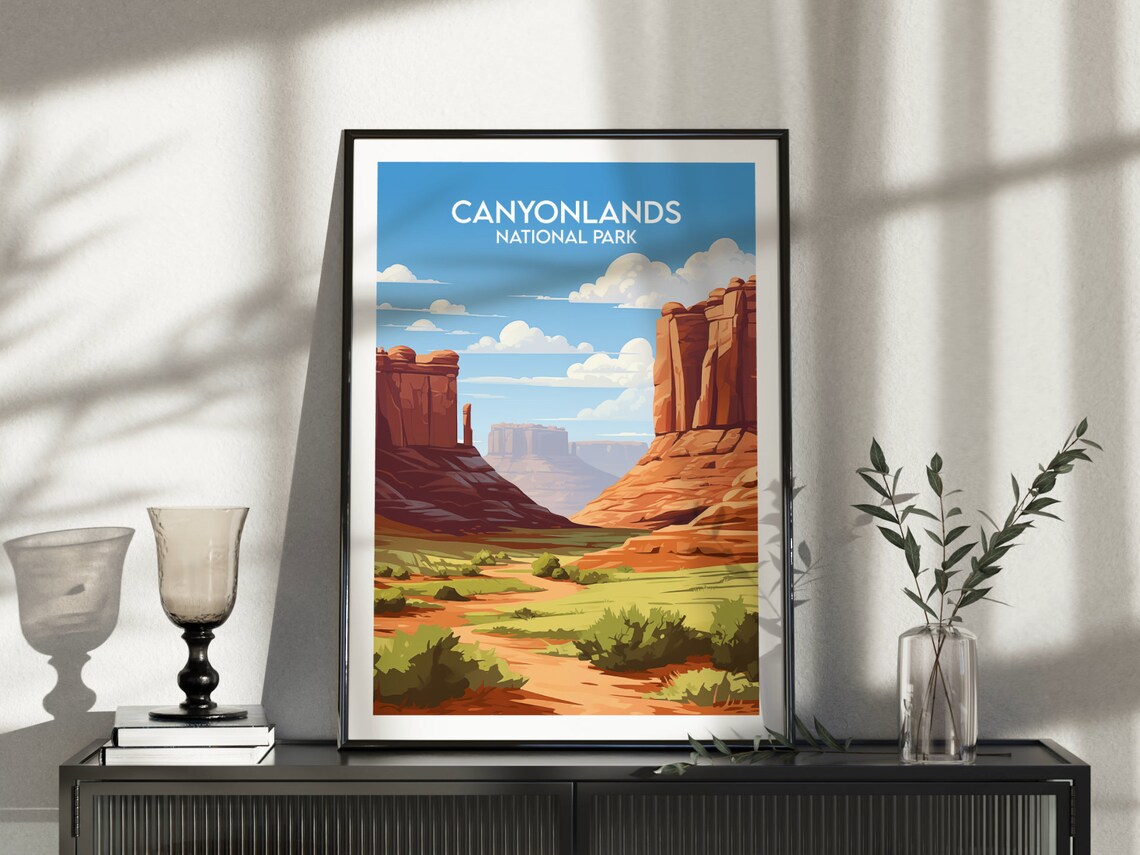 Canyonlands National Park Red Rock Buttes Valley Vintage Travel Poster - Image 3