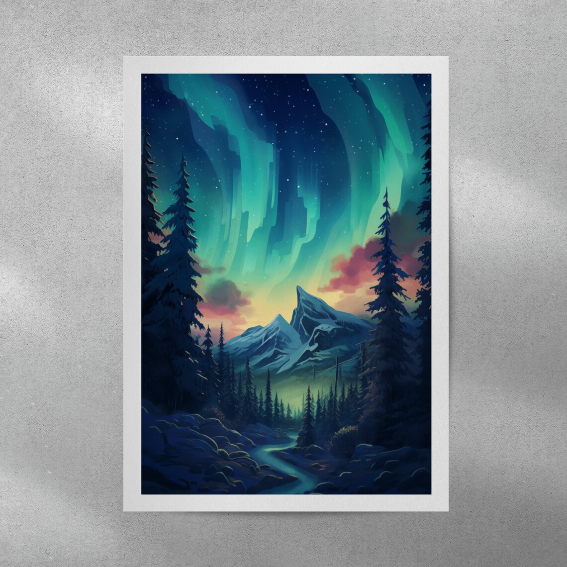 Northern Lights Scandinavia Art Print, Custom Personalised - Image 4
