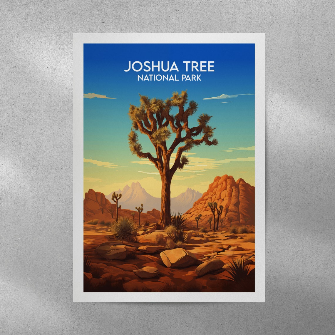 Joshua Tree National Park Sunset Desert Landscape Retro Travel Poster - Image 3