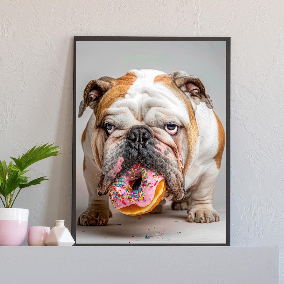 English Bulldog Funny Dog Poster, Kitchen Decor
