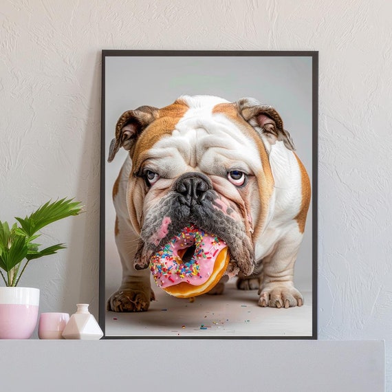 English Bulldog Funny Dog Poster, Kitchen Decor