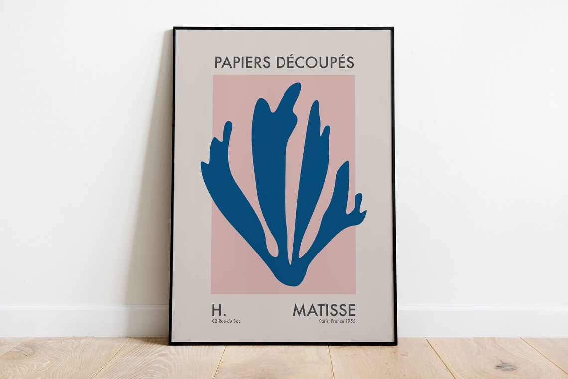 Matisse Papiers Decoupes Blue Cut Paper Pink Botanical Poster