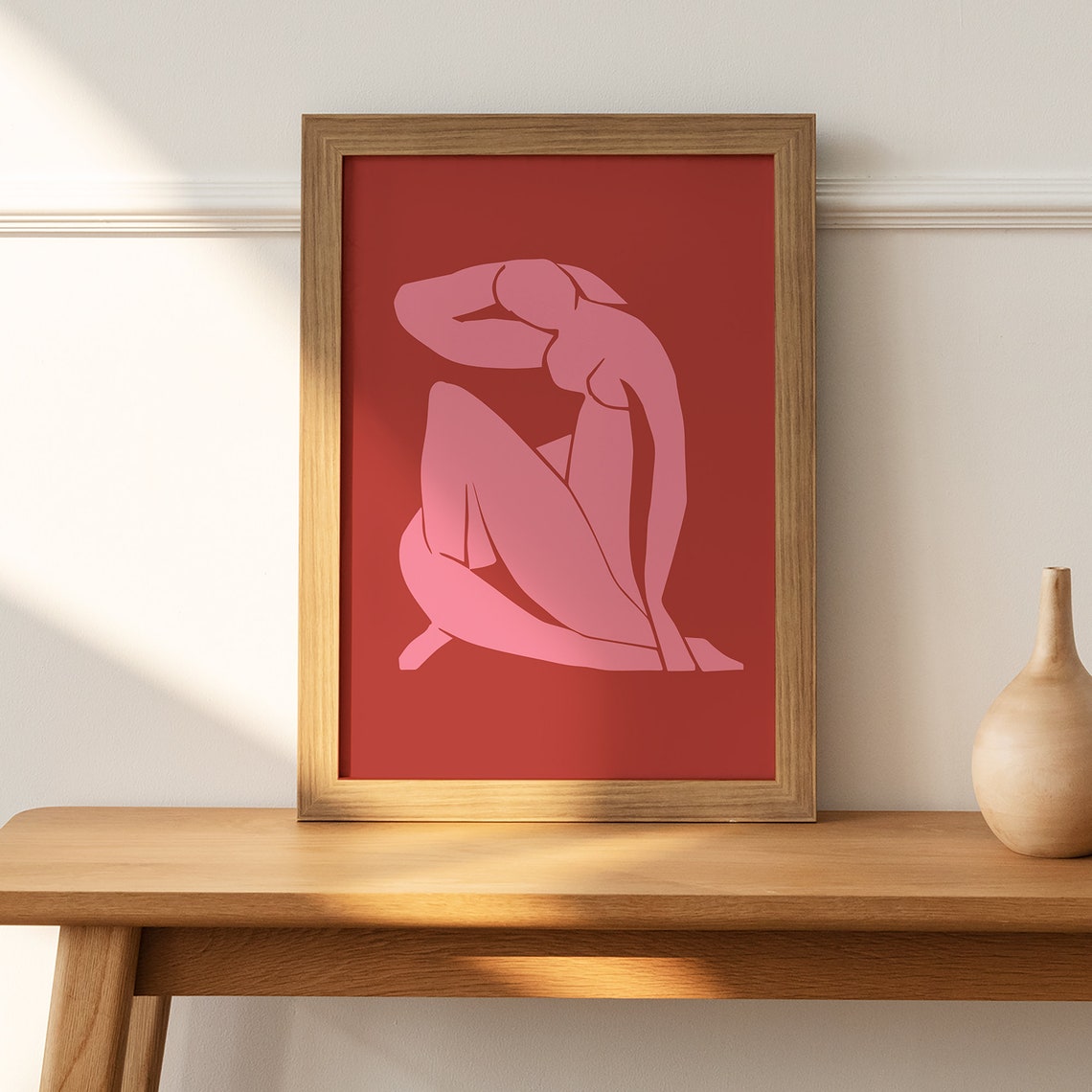 Matisse Style Pink Nude Figure Cut Paper Red Art Style Poster - Image 2