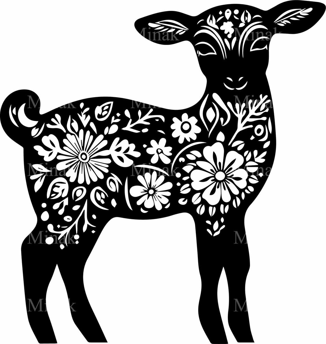 Floral Lamb Silhouette, Farmhouse Vector Art - Image 4