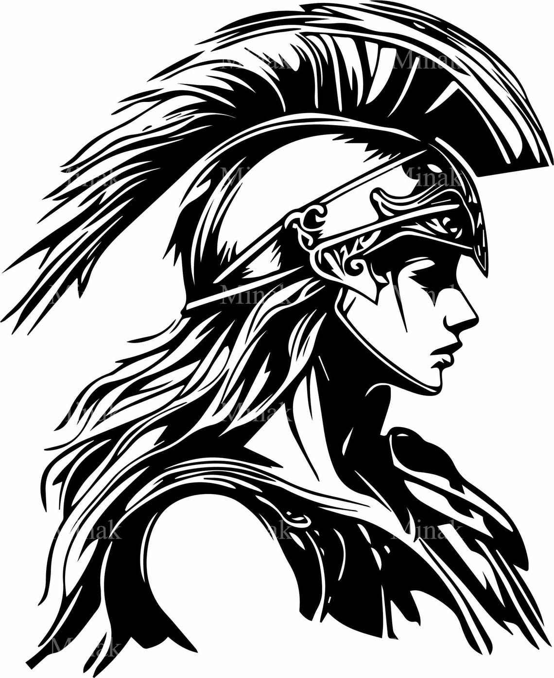 Fierce Warrior Goddess Feathered Headdress Bold Silhouette Poster - Image 4