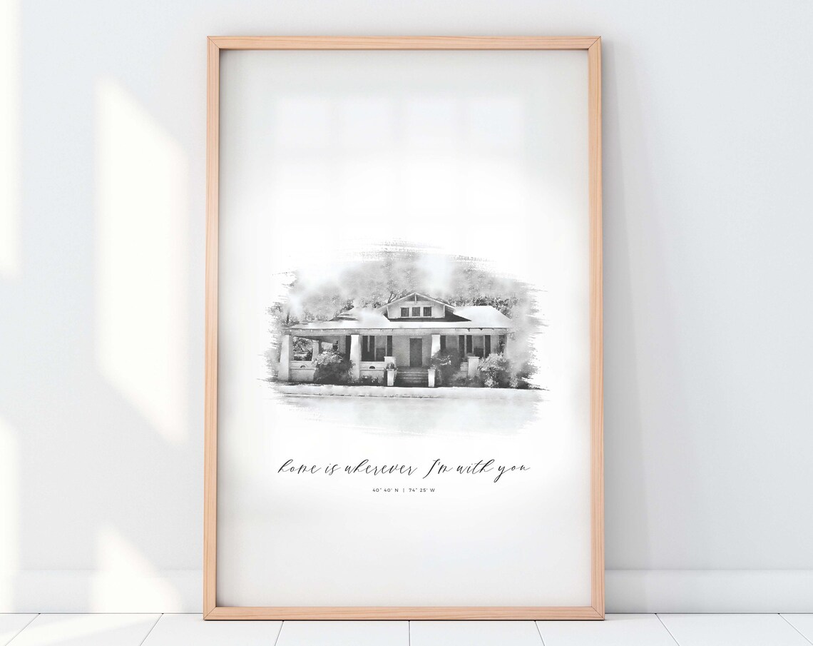 Custom House Portrait Housewarming Gift Art Print