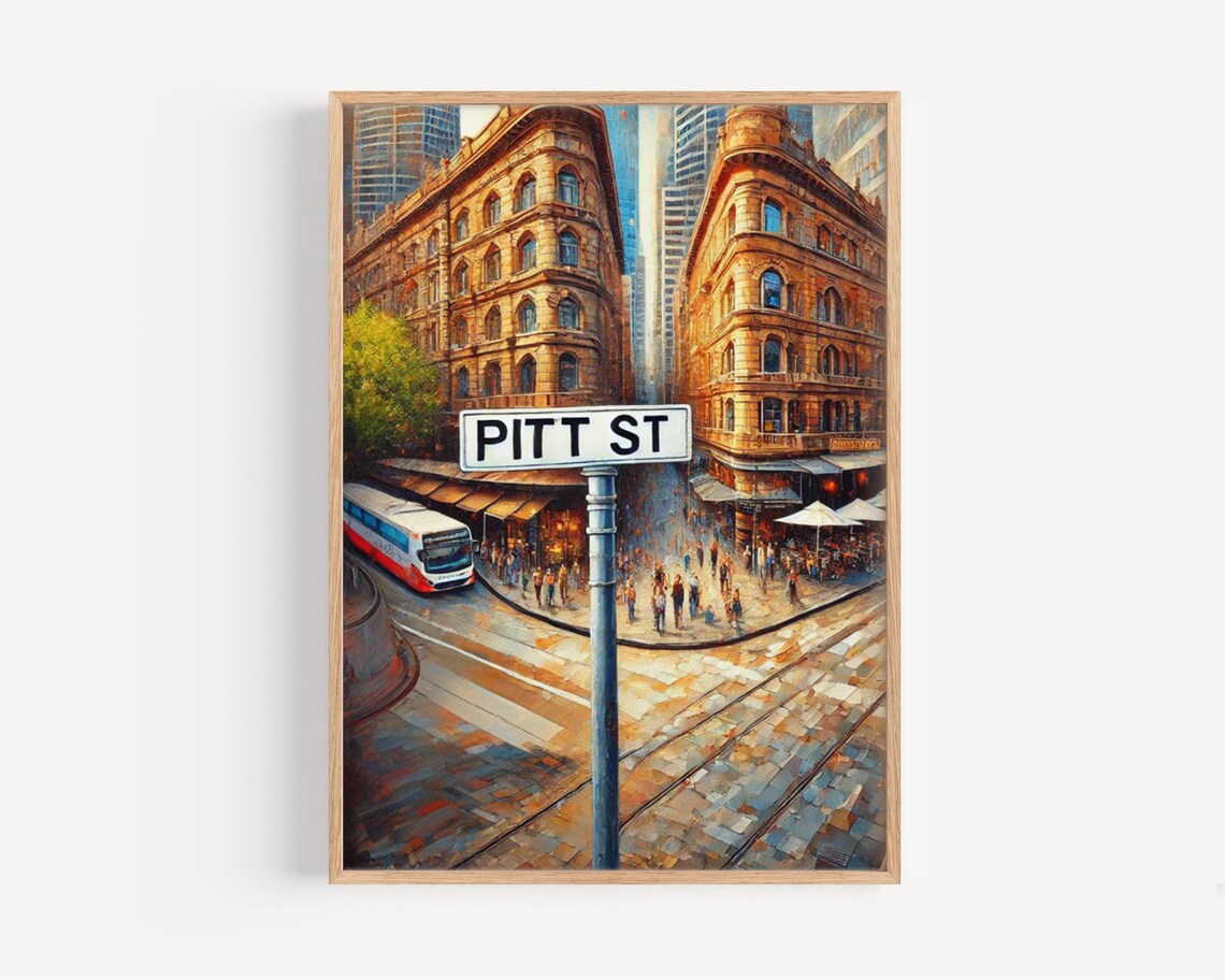 Pitt Street Sydney Australia City Street Scene Painted Art Poster