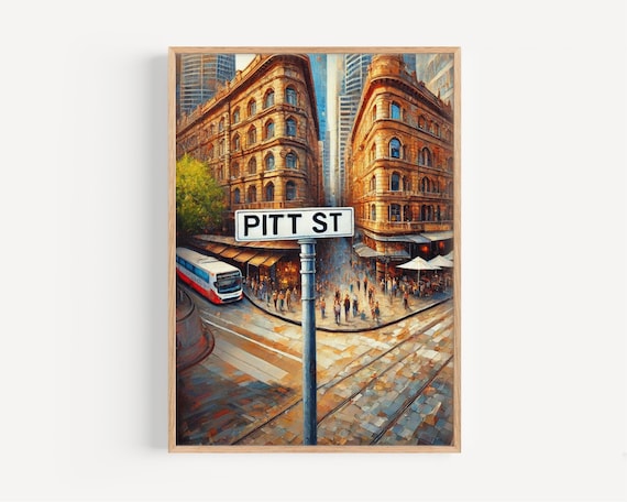 Pitt Street Sydney Australia City Street Scene Painted Art Poster
