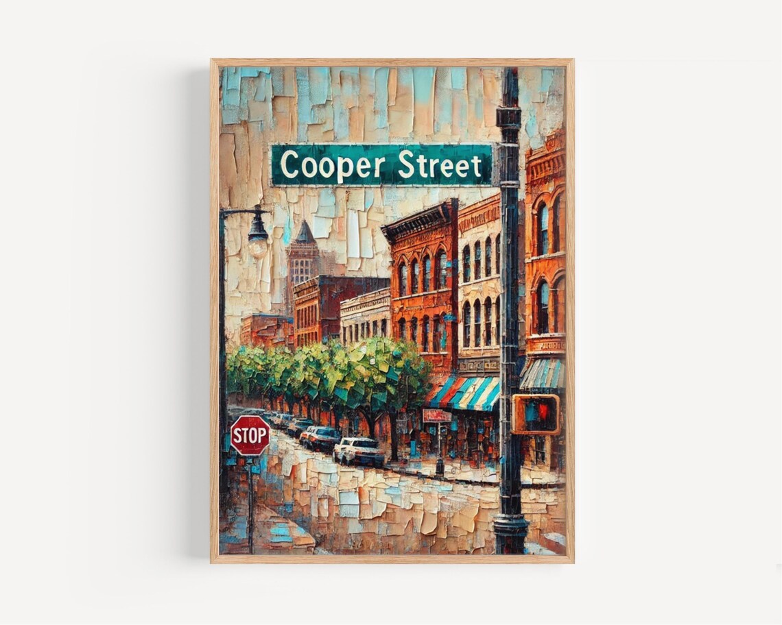 Cooper Street Memphis Historic Brick Buildings Street Sign Art Poster