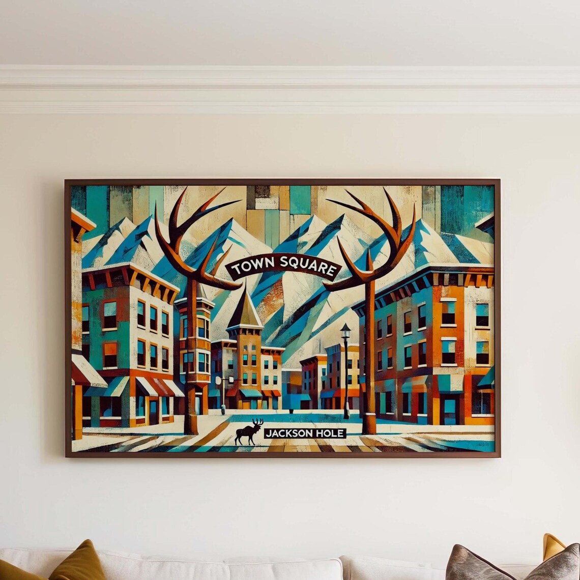 Jackson Hole Town Square Antler Arch Wyoming Travel Mosaic Poster