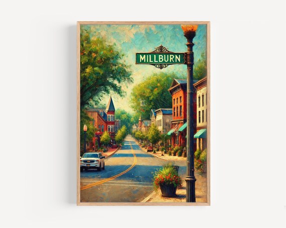 Millburn New Jersey Downtown Street Colorful Impressionist Painting Poster