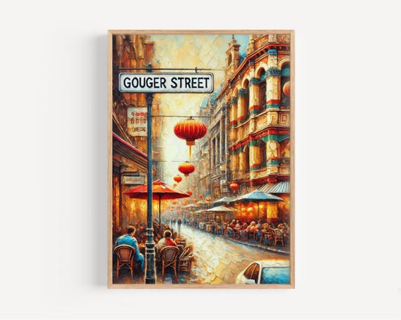 Adelaide Gouger St Wall Art Travel Poster Print Australia Decor Housewarming Gift Unique Idea