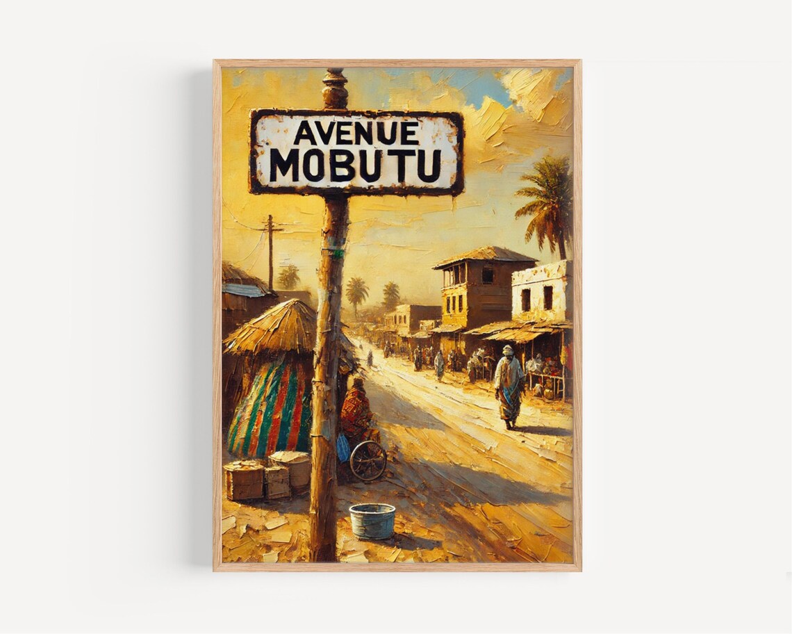Avenue Mobutu Ndjamena Chad Golden Dusty Street Scene Art Poster