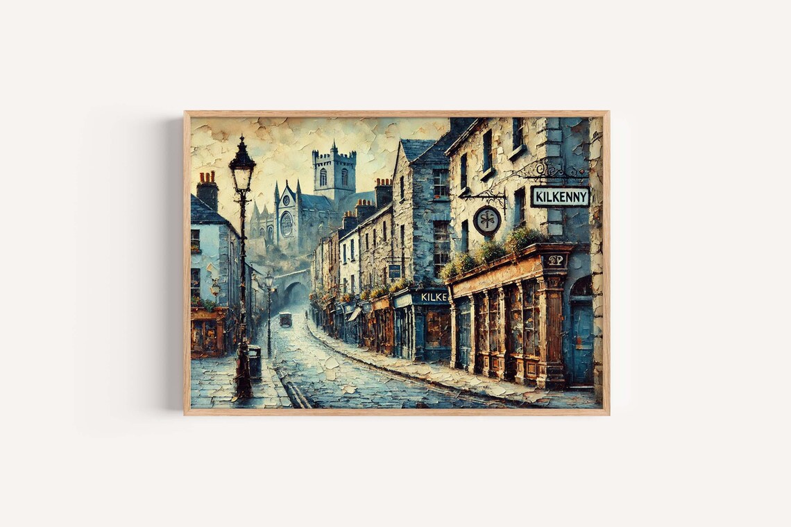 Kilkenny Ireland Medieval Street Painting Old Town Charm Wall Art