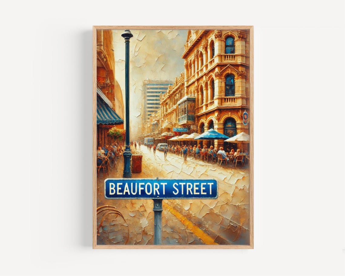 Beaufort Street Perth Bustling Cafe Historic Architecture Art Poster