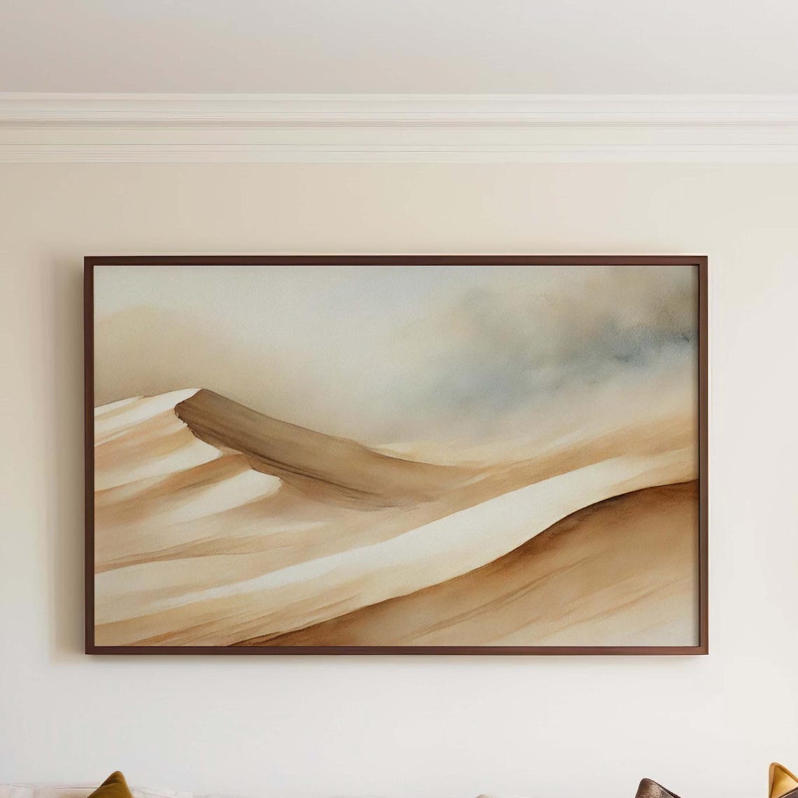 Pale Desert Dunes Soft Minimal Watercolor Landscape Art Poster