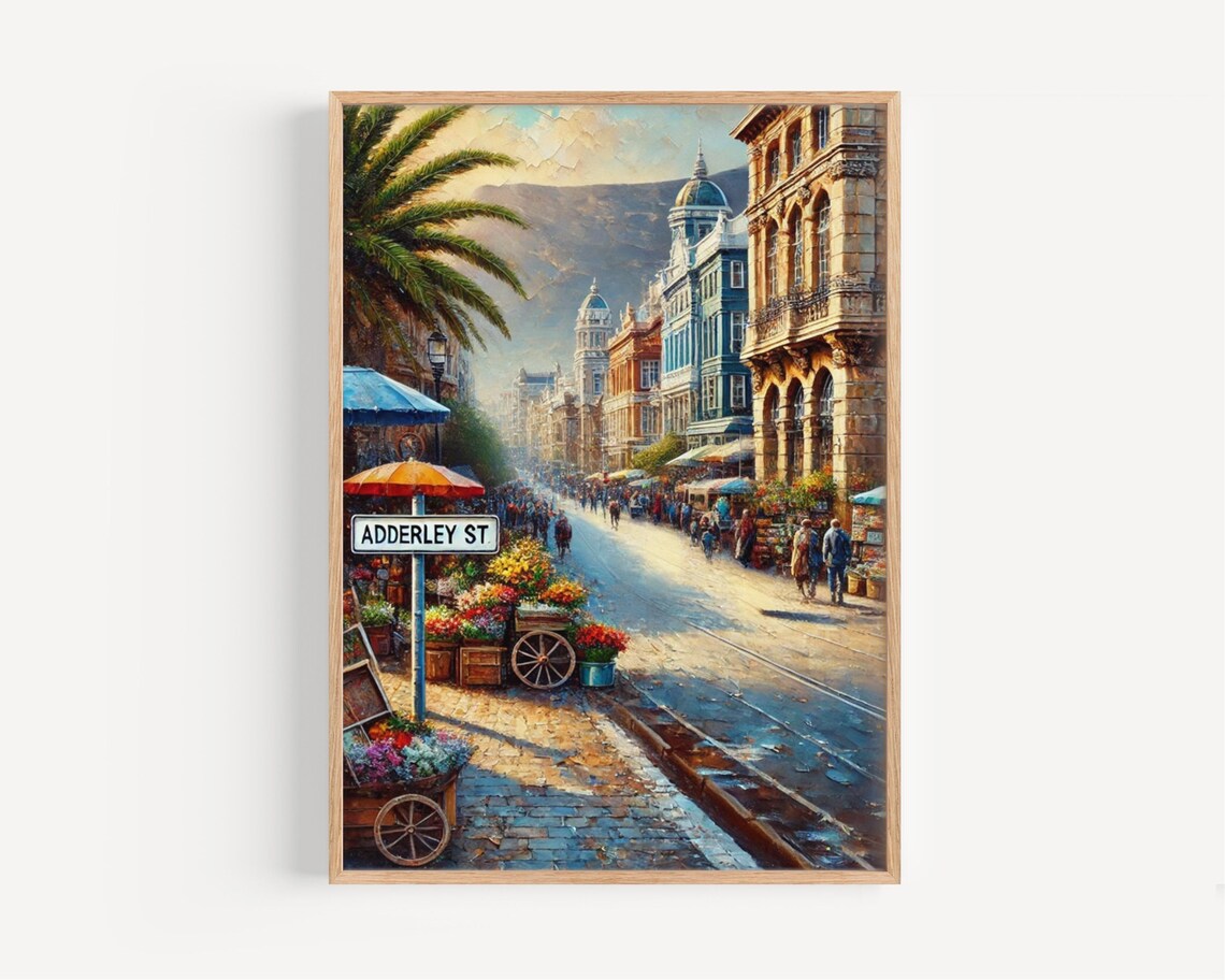 Adderley Street Cape Town Flower Market Street Scene Art Poster