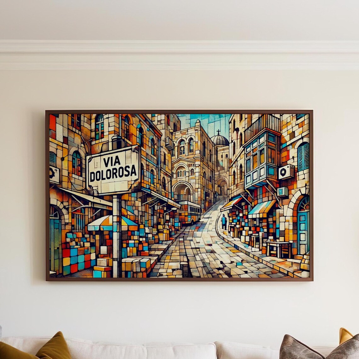 Via Dolorosa Jerusalem Poster Colorful Old City Street Art Painting