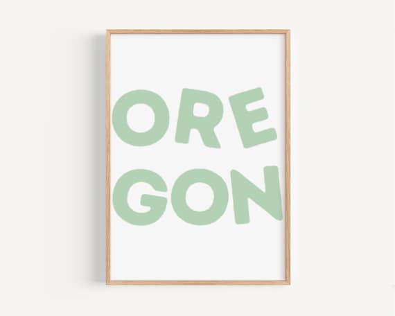 Oregon Green Bold Typography State Name Minimalist Wall Poster