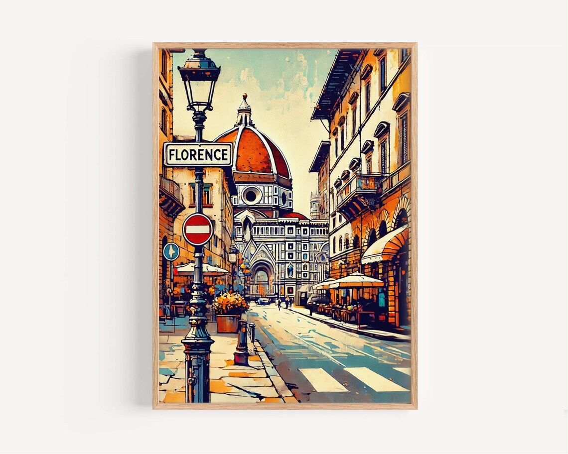 Florence Italy Vintage Travel Poster, Art Print