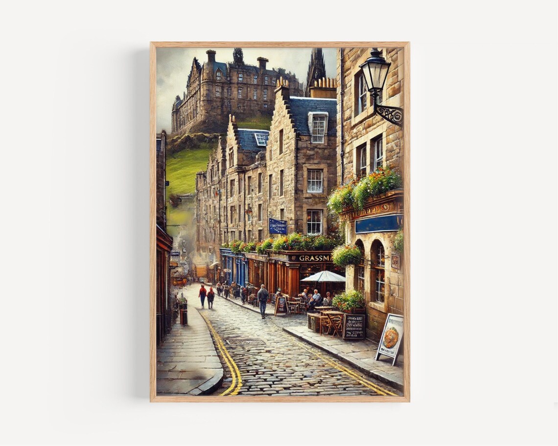 Grassmarket Edinburgh Travel Poster, Historic Cityscape