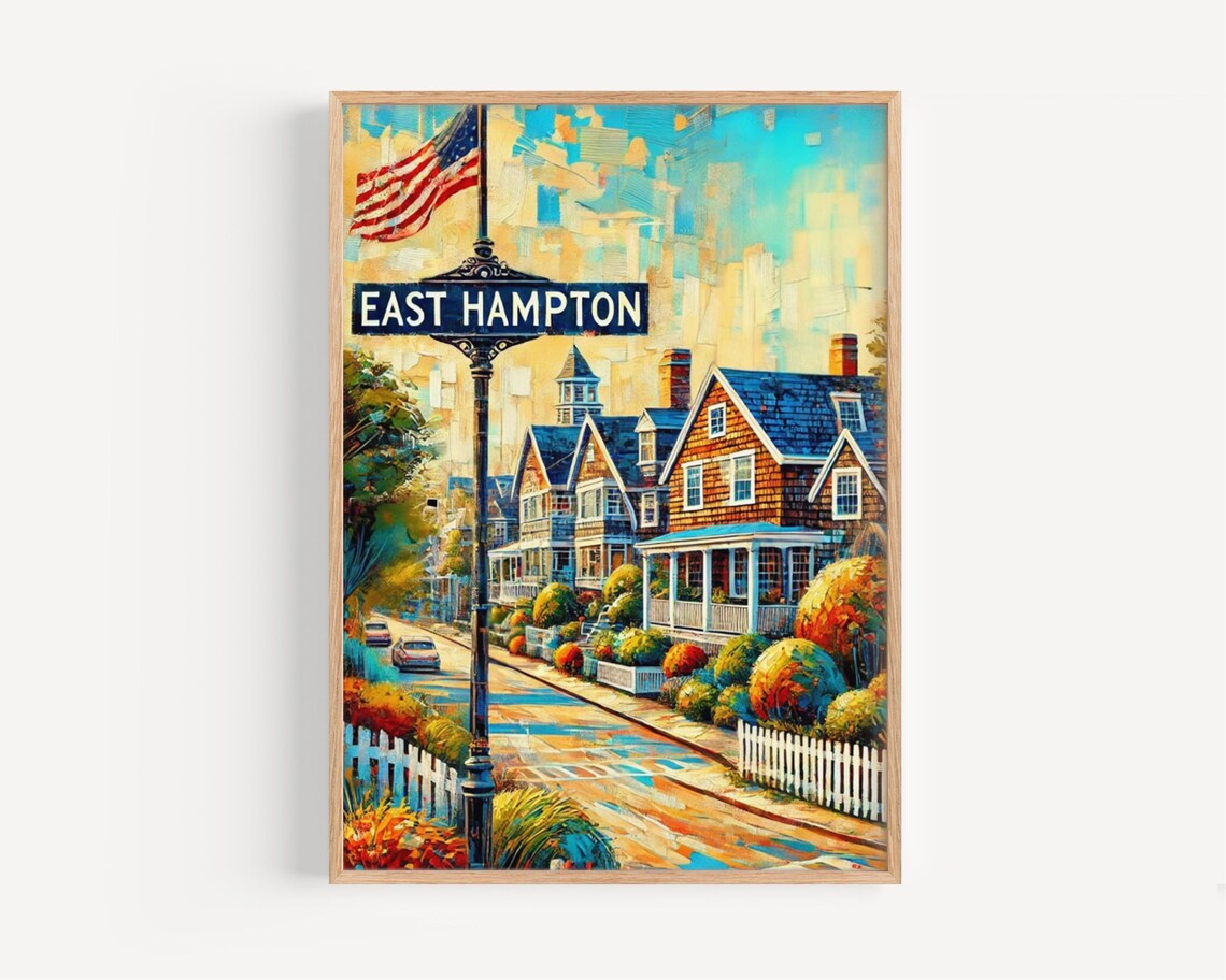 East Hampton Street Sign Colorful Pop Art Hamptons New York Poster