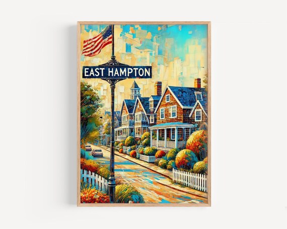 East Hampton Street Sign Colorful Pop Art Hamptons New York Poster