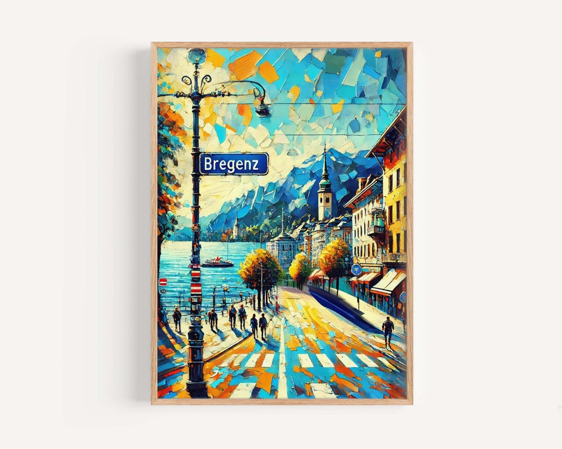 Bregenz Austria Lakeside Street Impressionist Travel Art Poster