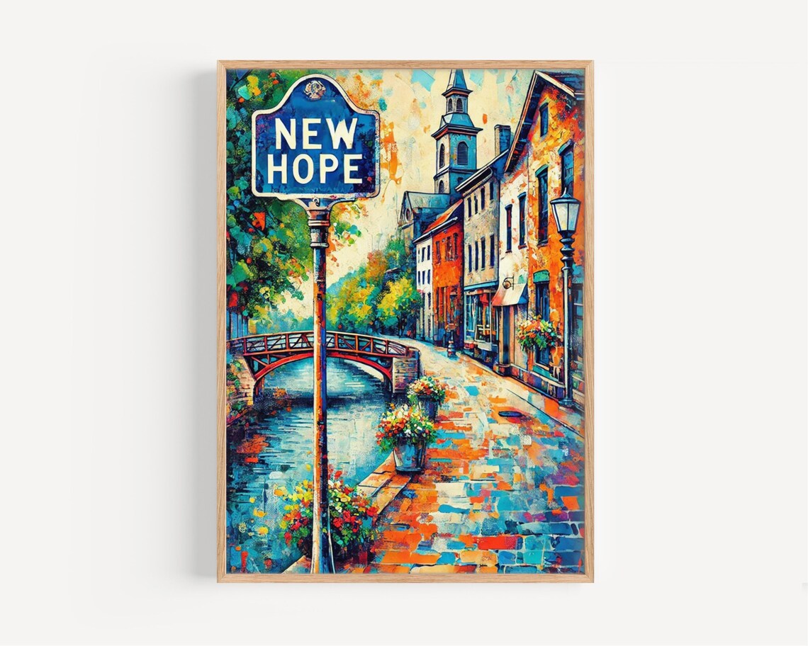 New Hope Pennsylvania Travel Poster, USA Decor