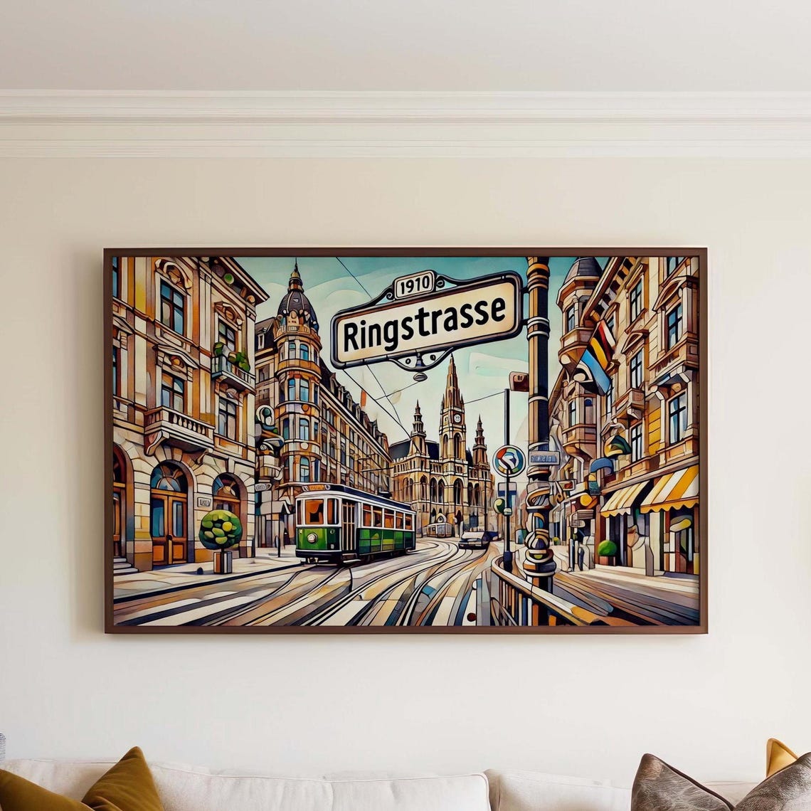 Ringstrasse Wall Art Print Vienna Travel Poster Austrian Decor Gift Housewarming Austria Illustration