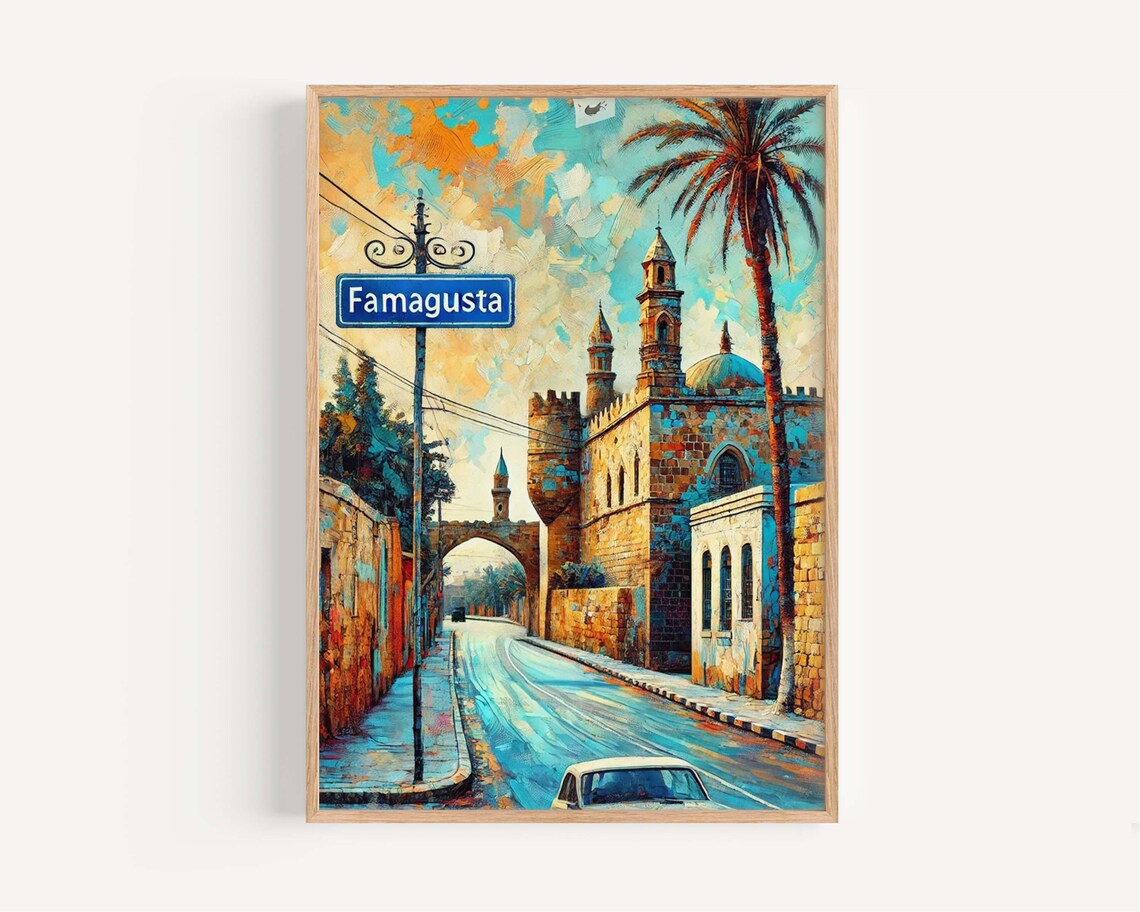 Famagusta Cyprus Travel Poster, Mediterranean City