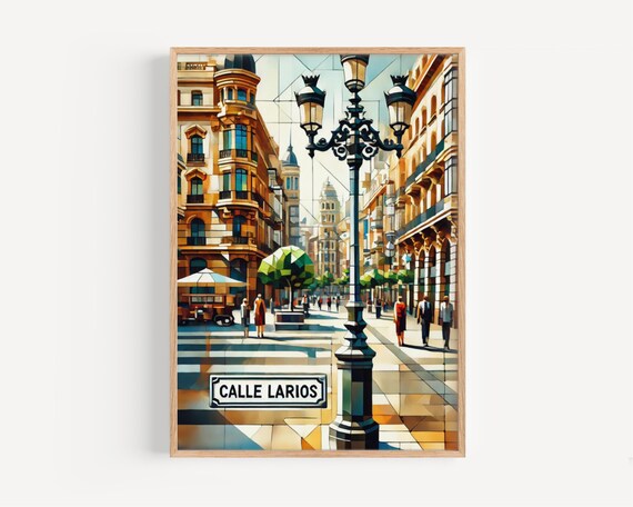Calle Larios Malaga Spain Geometric Cubist Street Scene Art Poster